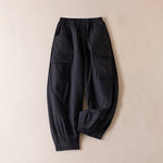Buddha Stones Plain Women's Harem Thick Pants With Pockets