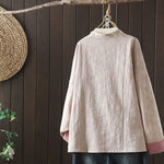 Buddha Stones Casual Women's Flower Pattern Long Sleeve Stand Collar Shirt