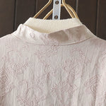 Buddha Stones Casual Women's Flower Pattern Long Sleeve Stand Collar Shirt