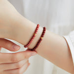 Buddha Stones 925 Sterling Silver Cinnabar Beads Blessing Bracelet