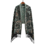 Buddha Stones Ethnic Embroidered Paisley Flowers Pattern Tassel Soft Scarf Shawl