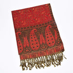 Buddha Stones Jacquard Color Contrast Patchwork Paisley Pattern Tassel Cozy Scarf Shawl