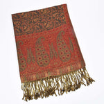 Buddha Stones Jacquard Color Contrast Patchwork Paisley Pattern Tassel Cozy Scarf Shawl