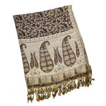 Buddha Stones Jacquard Color Contrast Patchwork Paisley Pattern Tassel Cozy Scarf Shawl