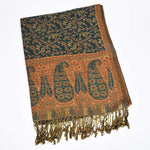 Buddha Stones Jacquard Color Contrast Patchwork Paisley Pattern Tassel Cozy Scarf Shawl