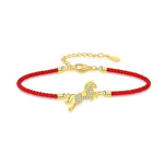 Buddha Stones Chinese Zodiac Year Of The Horse 925 Sterling Silver Golden Red String Luck Bracelet