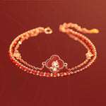Buddha Stones 925 Sterling Silver Year Of The Horse Red Agate Hetian Jade Confidence Bracelet