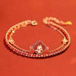 Buddha Stones 925 Sterling Silver Year Of The Horse Red Agate Hetian Jade Confidence Bracelet