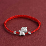 Buddha Stones Year of the Horse 999 Sterling Silver Copper Coins Luck Rope Braided Bracelet Anklet