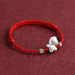 Buddha Stones Year of the Horse 999 Sterling Silver Copper Coins Luck Rope Braided Bracelet Anklet