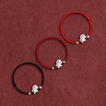 Buddha Stones Year of the Horse 999 Sterling Silver Copper Coins Luck Rope Braided Bracelet Anklet