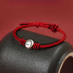 Buddha Stones Year of the Horse 999 Sterling Silver Red String Braided Connection Bracelet