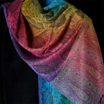 Buddha Stones Spring Colorful Gradient Cashew Flower Pattern Tassel Cozy Scarf Shawl