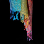 Buddha Stones Spring Colorful Gradient Cashew Flower Pattern Tassel Cozy Scarf Shawl
