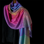 Buddha Stones Spring Colorful Gradient Cashew Flower Pattern Tassel Cozy Scarf Shawl