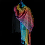 Buddha Stones Spring Colorful Gradient Cashew Flower Pattern Tassel Cozy Scarf Shawl