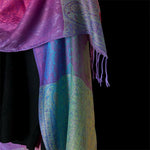 Buddha Stones Spring Colorful Gradient Cashew Flower Pattern Tassel Cozy Scarf Shawl