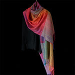 Buddha Stones Spring Colorful Gradient Cashew Flower Pattern Tassel Cozy Scarf Shawl