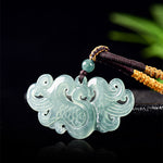 Buddha Stones Chinese Phoenix Jade Luck Necklace String Pendant