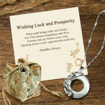Buddha Stones "Wishing Luck and Prosperity" White Jade Koi Fish Necklace Includes Gift Message Card