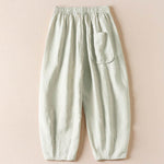 Buddha Stones Summer Small Flower Embroidery  Harem Pants With Pockets