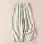 Buddha Stones Summer Small Flower Embroidery  Harem Pants With Pockets