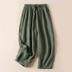 Buddha Stones Summer Small Flower Embroidery  Harem Pants With Pockets
