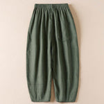 Buddha Stones Summer Small Flower Embroidery  Harem Pants With Pockets