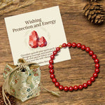 Buddha Stones "Wishing Protection and Energy" Cinnabar Bracelet Includes Gift Message Card