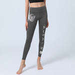 Buddha Stones Moon Moth Skull Design Gym Leggings Women's Yoga Pants
