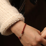 Buddha Stones 925 Sterling Silver Hook Design Red String Strength Colorful Bracelet