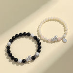 Buddha Stones 999 Sterling Silver Year Of The Horse Natural Black Obsidian Bodhi Seed Strength Bracelet