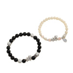 Buddha Stones 999 Sterling Silver Year Of The Horse Natural Black Obsidian Bodhi Seed Strength Bracelet