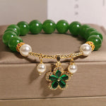 Buddha Stones Green Jasper Pearl Flower Balance Bracelet
