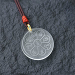 Buddha Stones Liuli Crystal Wealth God Mantra Abundance Eight-petal Shape Necklace Pendant