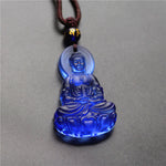 Buddha Stones Liuli Crystal Medicine Buddha Serenity Necklace Pendant