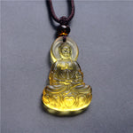 Buddha Stones Liuli Crystal Medicine Buddha Serenity Necklace Pendant