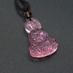 Buddha Stones Liuli Crystal Medicine Buddha Serenity Necklace Pendant