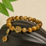 Buddha Stones Natural Golden Tiger Eye Bell Flower Courage Bracelet