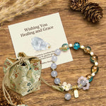 Buddha Stones "Wishing You Healing and Grace" Blue Chalcedony Bracelet Includes Gift Message Card