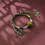 Buddha Stones Lacquer Craft Bead Multicolored Braided String Bracelet