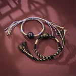 Buddha Stones Lacquer Craft Bead Multicolored Braided String Bracelet