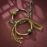 Buddha Stones Lacquer Craft Bead Multicolored Braided String Bracelet