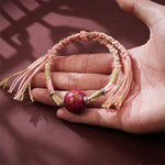 Buddha Stones Lacquer Craft Bead Multicolored Braided String Bracelet