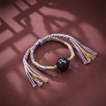 Buddha Stones Lacquer Craft Bead Multicolored Braided String Bracelet