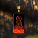Buddha Stones Chinese Zodiac Natal Buddha Fu Character Lacquer Craft Sandalwood Pendant Necklace