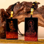 Buddha Stones Chinese Zodiac Natal Buddha Fu Character Lacquer Craft Sandalwood Pendant Necklace