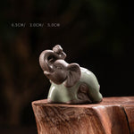 Buddha Stones Small Elephant Statue Ceramic Strength Home Desk Decoration 6.5*3*5cm