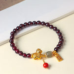 Buddha Stones Year Of The Horse Garnet Fu Character Lucky Fortune Charm Protection Bracelet