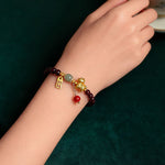 Buddha Stones Year Of The Horse Garnet Fu Character Lucky Fortune Charm Protection Bracelet